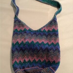 Vibrant Multicolor Knit Shoulder Bag